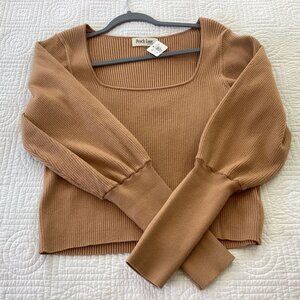 NWT Peach Love California brown Cropped Sweater Long Sleeve  L